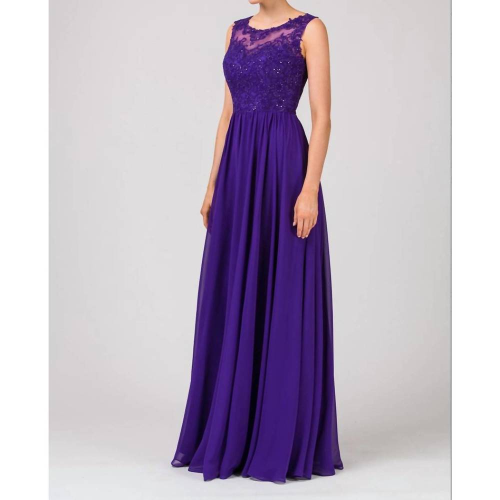 NEW EUREKA lauren lace chiffon prom dress in purple